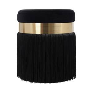 Melody Black Tasseled Ottoman by TOV Furniture