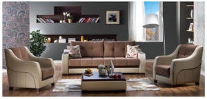 Ultra Optimum Brown Sofa & 2 Chairs Set by Bellona