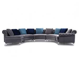 Divani Casa Darla Modern Grey Velvet Circular Sectional Sofa by VIG Furniture