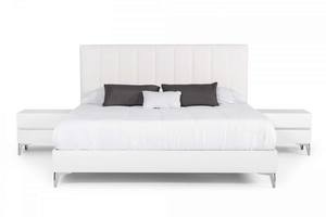 Nova Domus Angela - Italian Modern White Eco Leather Bed w/ Nightstands by VIG Furniture