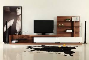 Modrest Jefferson Modern Walnut & White High Gloss TV Unit by VIG Furniture