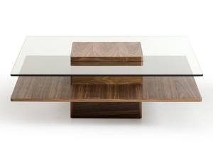 Modrest Clarion Modern Walnut & Glass Coffee Table by VIG Furniture