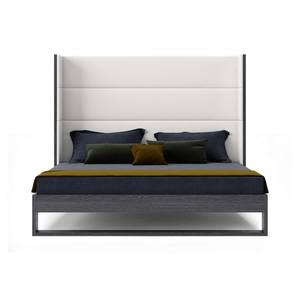 Modrest Heloise - Contemporary White Leather & Grey Elm Trim Bed by VIG Furniture