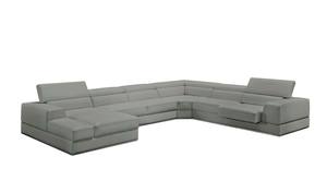 Divani Casa Pella - Modern Grey Italian Leather U Shaped Left Facing Chaise Sectional Sofa by VIG Furniture
