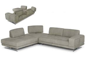 Coronelli Collezioni Mood - Italian Grey Leather Left Facing Chaise Sectional Sofa by VIG Furniture