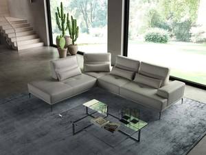 Coronelli Collezioni Sunset - Contemporary Italian Grey Leather Left Facing Chaise Sectional Sofa by VIG Furniture