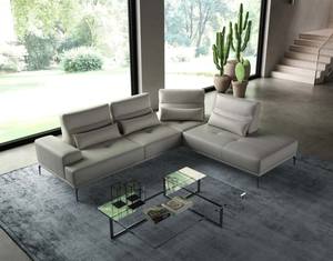 Coronelli Collezioni Sunset - Contemporary Italian Grey Leather Right Facing Chaise Sectional Sofa by VIG Furniture