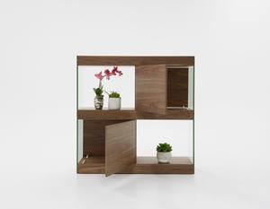 Modrest Aura Modern Walnut & Glass Square Cabinet by VIG Furniture