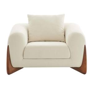 Modrest Fleury - Contemporary Cream Fabric & Walnut Lounge Chair by VIG Furniture