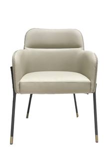 Modrest Brady - Modern Black Metal + Greige Vegan Leather Dining Chair by VIG Furniture