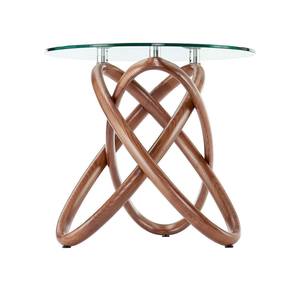Modrest Mason - Modern Class & Walnut Side Table by VIG Furniture