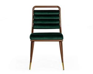 Modrest Biscay - Modern Dark Green & Walnut Steel Dining Chair by VIG Furniture