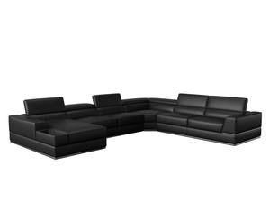 Divani Casa Pella - Modern Black Italian Leather U Shaped LAF Chaise Sectional Sofa by VIG Furniture