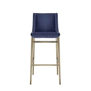 Modrest Mimi - Contemporary Blue Velvet & Antique Brass Bar Stool (Set of 2) by VIG Furniture