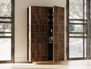 Modrest Auer- Brown Oak & Gold Wine Rack Cabinet by VIG Furniture