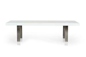Modrest Lenny- Modern White High Gloss & Stainless Steel Gun Metal Dining Table by VIG Furniture