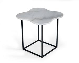 Modrest Aleidy - White Marble & Black Metal End Table by VIG Furniture