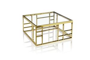 Modrest Stephen - Modern Glass & Gold Stainless Steel Square Coffee Table by VIG Furniture