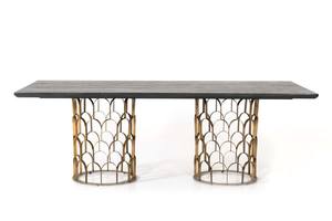 Modrest Natalie Modern Black Acacia & Antique Brass Dining Table by VIG Furniture