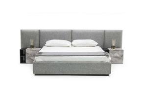 Nova Domus Maranello - Modern Grey Fabric Bed w/ Two Nightstands by VIG Furniture