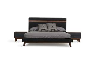 Nova Domus Dali Modern Grey Fabric & Walnut Bed by VIG Furniture