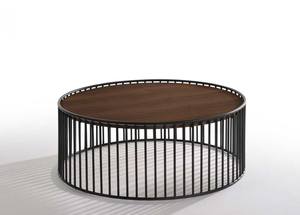 Modrest Bronson Modern Walnut & Black Round Coffee Table by VIG Furniture