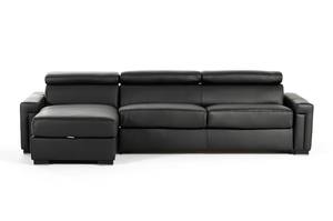Estro Salotti Sacha Modern Black Leather Reversible Sectional Sofa Bed w/Storage by VIG Furniture
