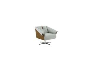 Modrest Ohio - Swivel Grey & Camel Fabric Accent Chair by VIG Furniture