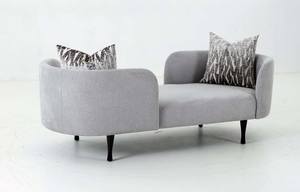 Divani Casa Jamie - Glam Light Blue Fabric Two Seater Chaise by VIG Furniture