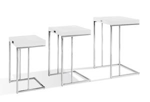 A&X Amelia Modern White Crocodile Lacquer Nesting Table Set by VIG Furniture