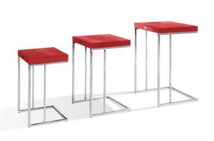 A&X Amelia Modern Red Crocodile Lacquer Nesting Table Set by VIG Furniture