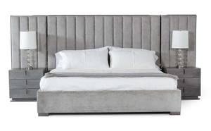 Modrest Buckley - Modern Grey & Black Stainless Steel Bed w/Nightstands by VIG Furniture