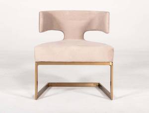 Modrest Calvo Modern Off-White Velvet & Brass Dining Chair by VIG Furniture