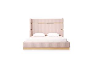 Modrest Aspen - Modern Beige Rose Gold Bed w/2 Nightstands by VIG Furniture