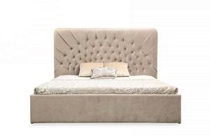 Modrest Moontide - Glam Beige Velvet & Brushed Brass Bed by VIG Furniture
