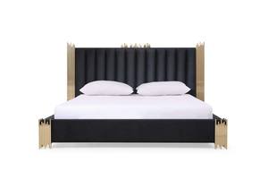 Modrest Token - Modern Black Gold Bed w/2 Nightstands by VIG Furniture