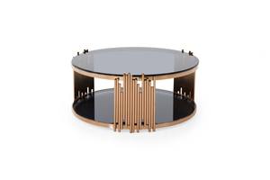 Modrest Bryce Modern Smoked Glass & Rosegold Round Coffee Table by VIG Furniture