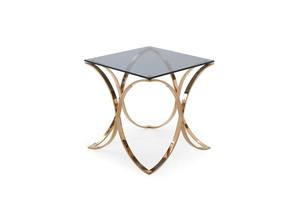 Modrest Reklaw Modern Smoked Glass & Rosegold End Table by VIG Furniture