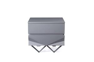 Modrest Duke Modern Grey & Black Gun Chrome Nightstand by VIG Furniture