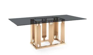 Modrest Token Modern Smoked Grey Glass & Rosegold Dining Table by VIG Furniture