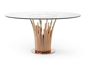 Modrest Paxton Modern Round Glass & Rosegold Dining Table by VIG Furniture