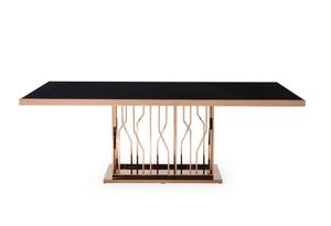 Modrest Marston Modern Black Glass & Rosegold Dining Table by VIG Furniture