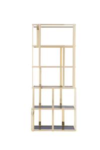 Modrest Tipton - Modern Grey Glass & Gold Bookshelfby VIG Furniture