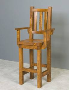 Barnwood 30" Saddle Seat Pub Chair w/Arms by Viking Log Furniture