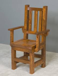 Barnwood Saddle Seat Dining Chair w/Arms by Viking Log Furniture