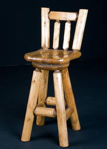 Northwoods Saddle Seat Bar Stool 24" w/Back & Swivel by Viking Log Furniture