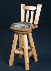 Northwoods Cushion Seat Bar Stool 30" w/Back & Swivel by Viking Log Furniture