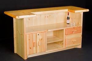 Log 84" Bar w/Liquid Glass Top by Viking Log Furniture