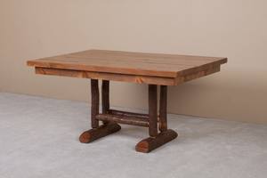 Sawtooth Hickory Honey Pine Trestle Dining Table 42"x72" by Viking Log Furniture