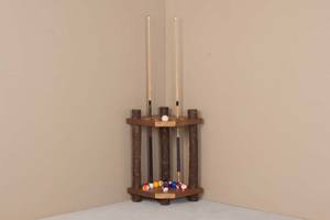 Sawtooth Hickory Honey Pine Corner Cue Rack by Viking Log Furniture